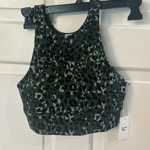 NWT Cream Yoga high neck sports bra size small